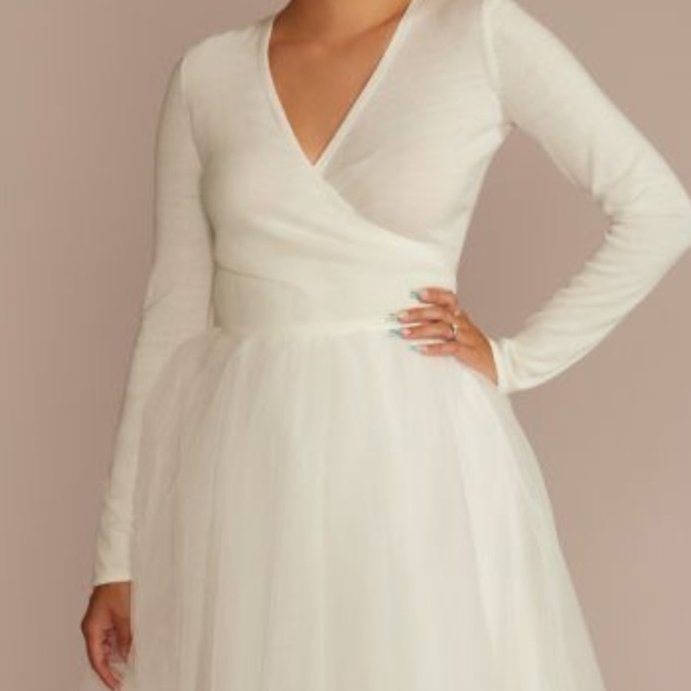 David’s Bridal bridal v neck wrap sweater